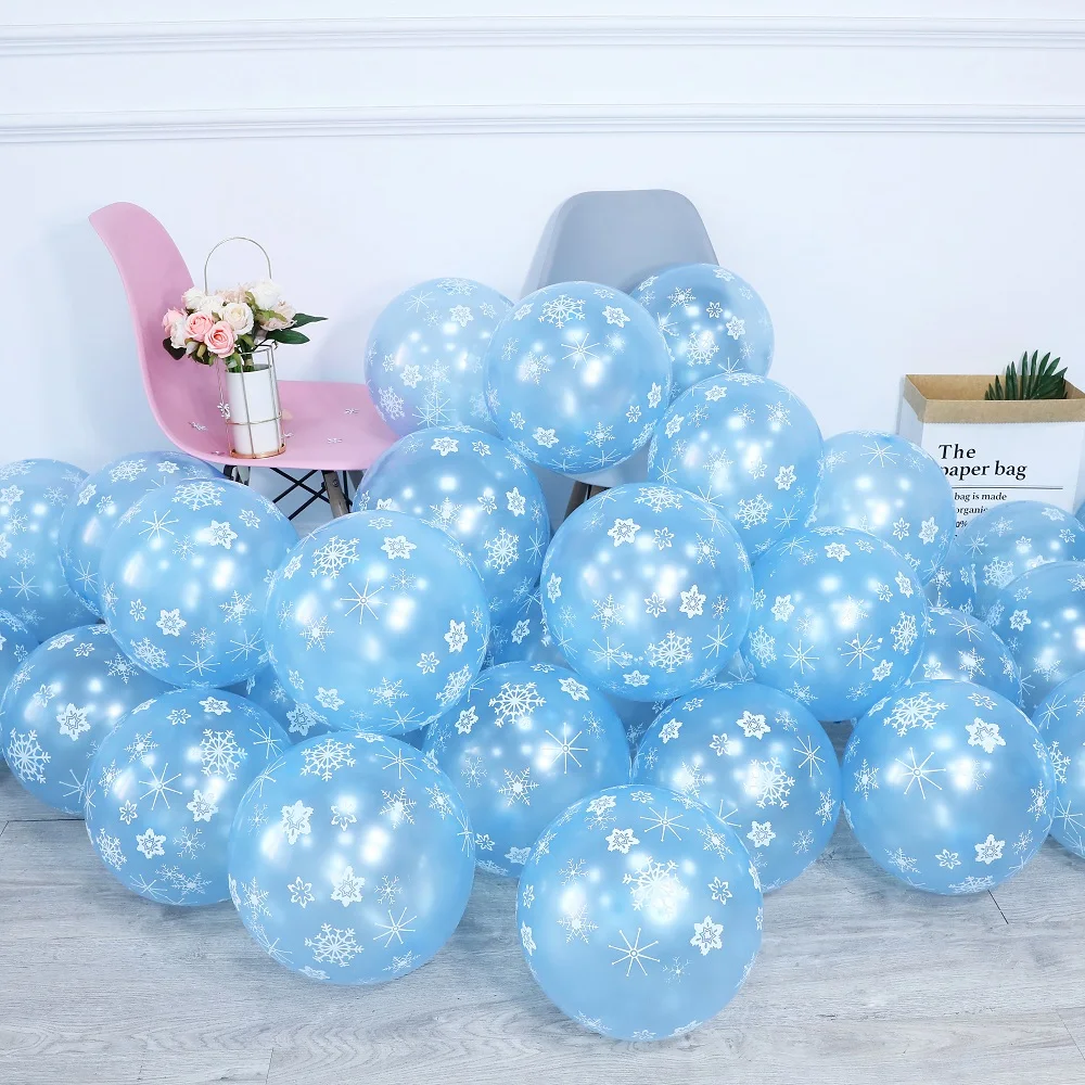 30pcs Christmas Snowflake Balloons The Snow Birthday Theme Confetti Balloon Wedding Party Decoration New Year 2021 - купить по
