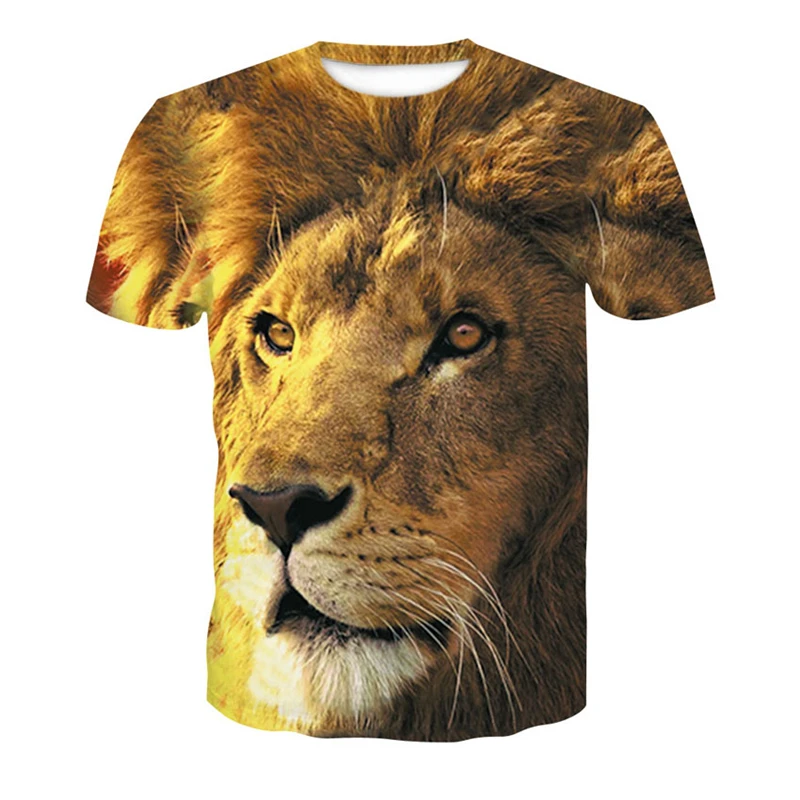

Summer new cute animal 3d printing lion male casual T-shirt fashion trend young handsome T-shirt top