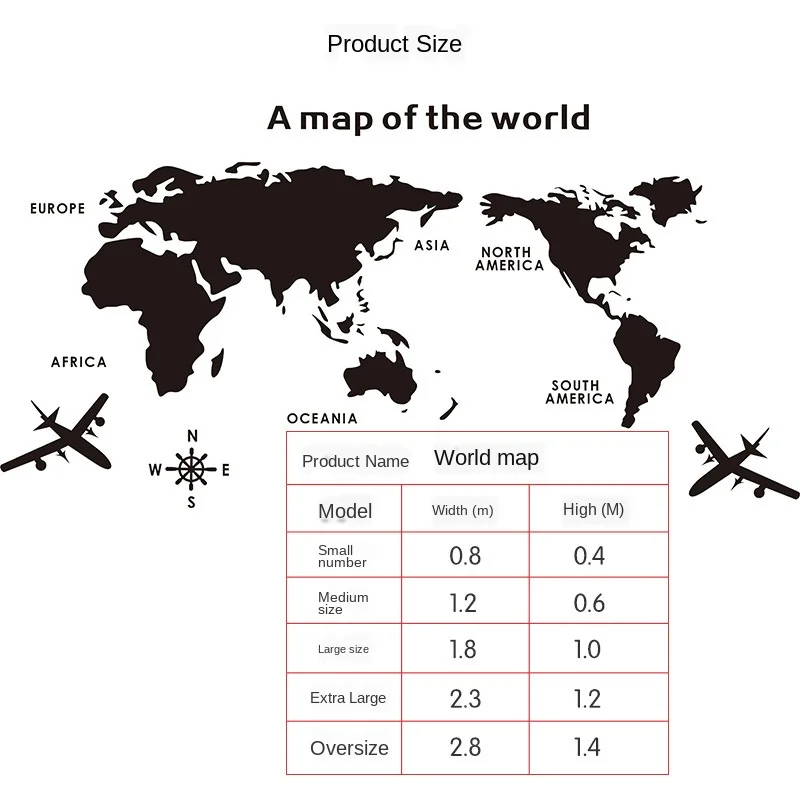 

Map Creative Personality Nordic Style Acrylic Wall Sticker 3D Office Study Living Room Decoration Background Wall Sticker