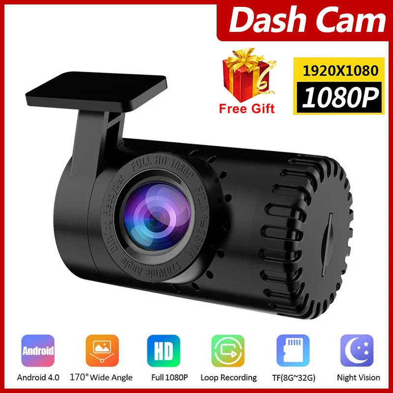 1080P HD USB Car Video Camera Night Vision Dash Cam Video Recorder Android 170° Wide Angle Car Dashcam Hidden Auto DVR Camera
