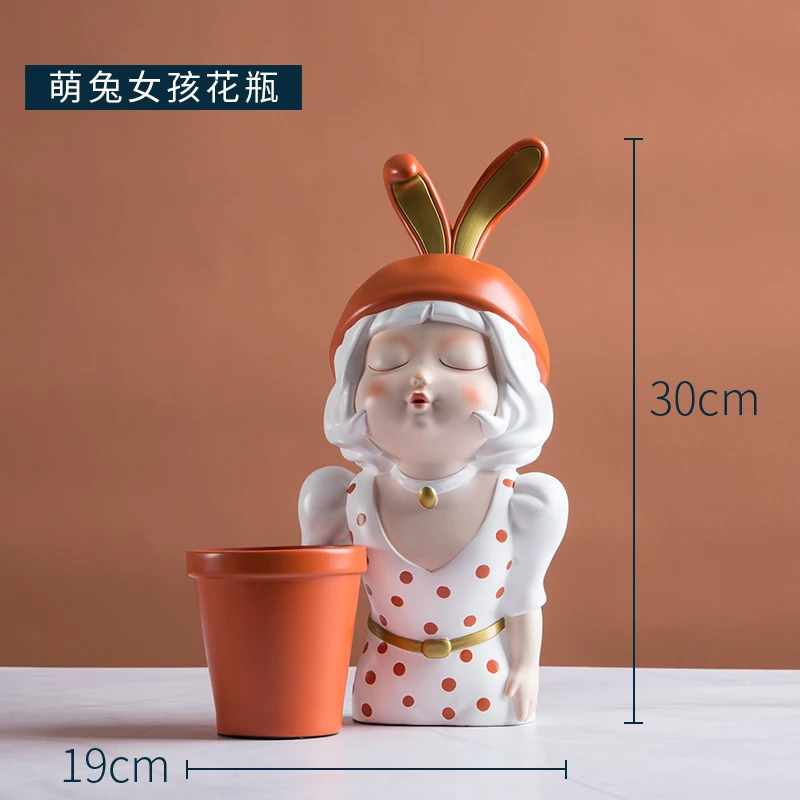 

Creative Nordic art handmade figure ornaments lovely girl living room wine cabinet bedroom modern home decoration resin charms