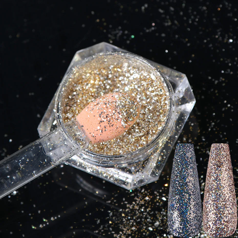 10 шт./компл. ногтей Блеск порошок щетки губки палочки Двусторонняя тени для век