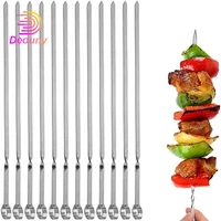 deouny 81220 pcsset stainless steel barbecue needle grill kebab flat skewers bbq needle stick for outdoor picnic cooking tool