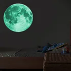30 см Световой Луна 3D стены Стикеры для детской комнаты гостиная, спальня декорация Переводные картинки для дома светится в темноте стены Стикеры s