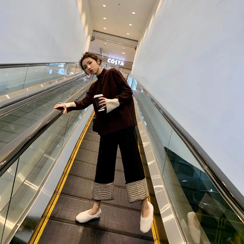 Брюки женские шерстяные JuneLove с высокой талией на осень/зиму