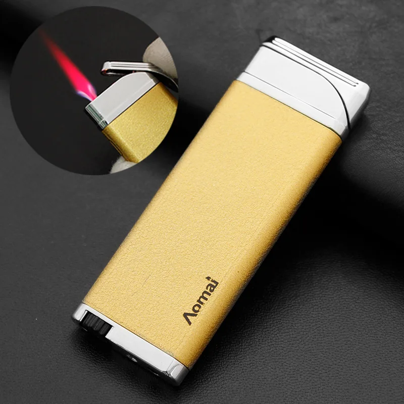 

Metal Windproof Gas Lighter Butane Gasoline Lighter Portable Cigarette Lighter Red Flame Ultra-Thin Lighter Gadgets for Men