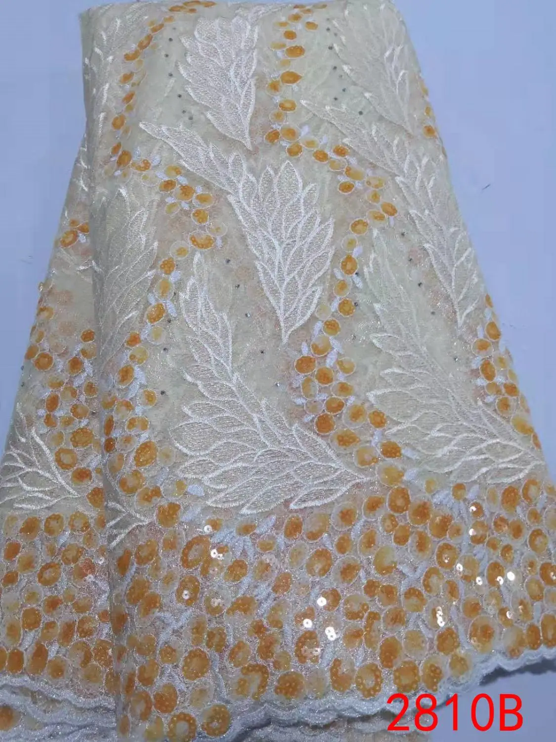 

Hot Sale African Lace Fabric French Net Lace High Quaity Sequins Fabric Embroidery Tulle Lace Fabric for Nigerian Party KS2810B