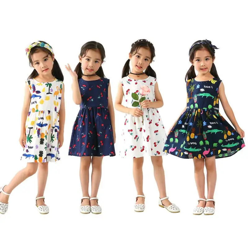 

2020 4types 5size Todder Baby Sweet Girl Summer Dress Cherry Printed Tutu Girls Party Dress Sundress Children Boutique Clothing