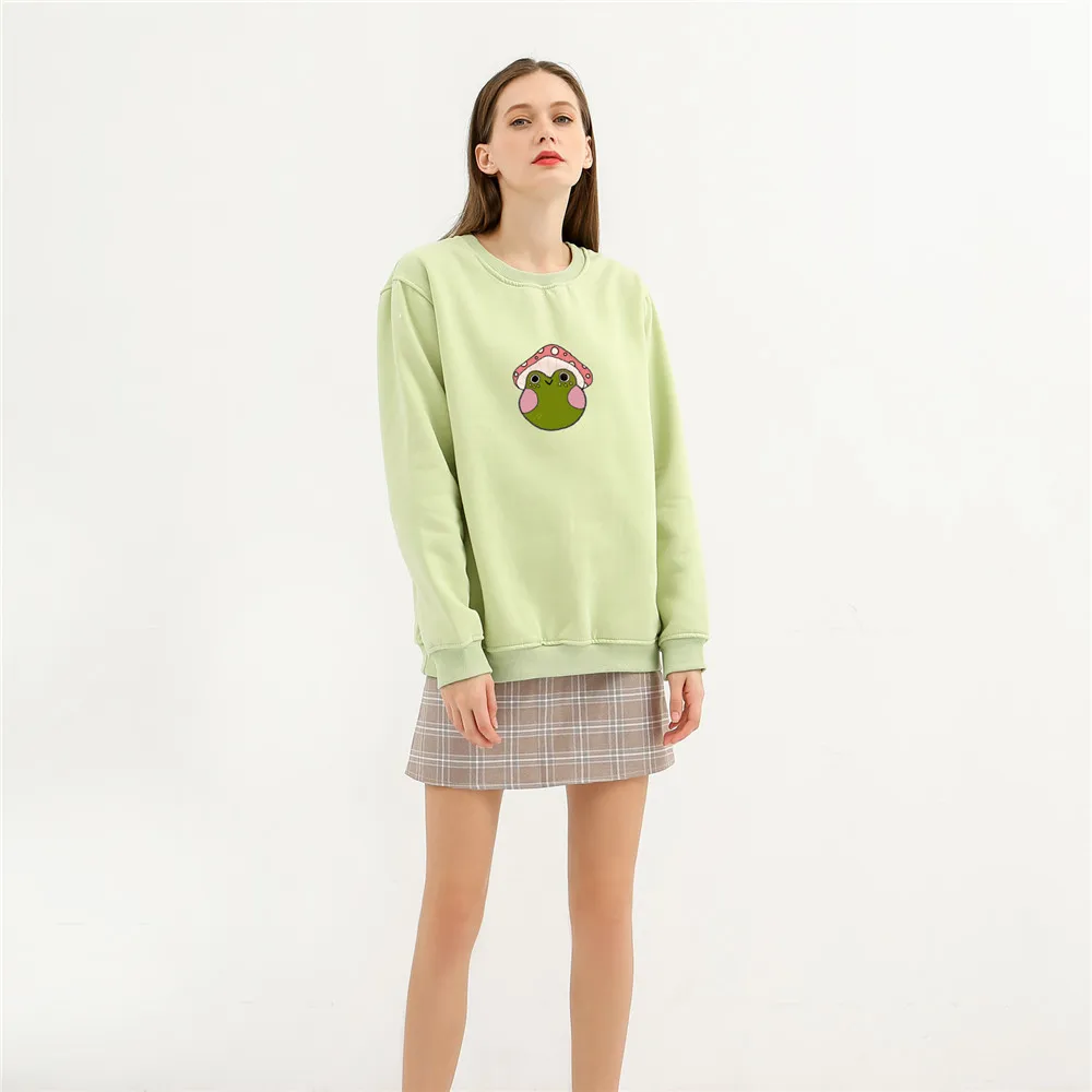 Women Hoodies Oversized Long Sleeve Loose Sweatshirt Women Aesthetic Oversized Hoodie Funny Mushroom Frog Sweetshirt for Girls