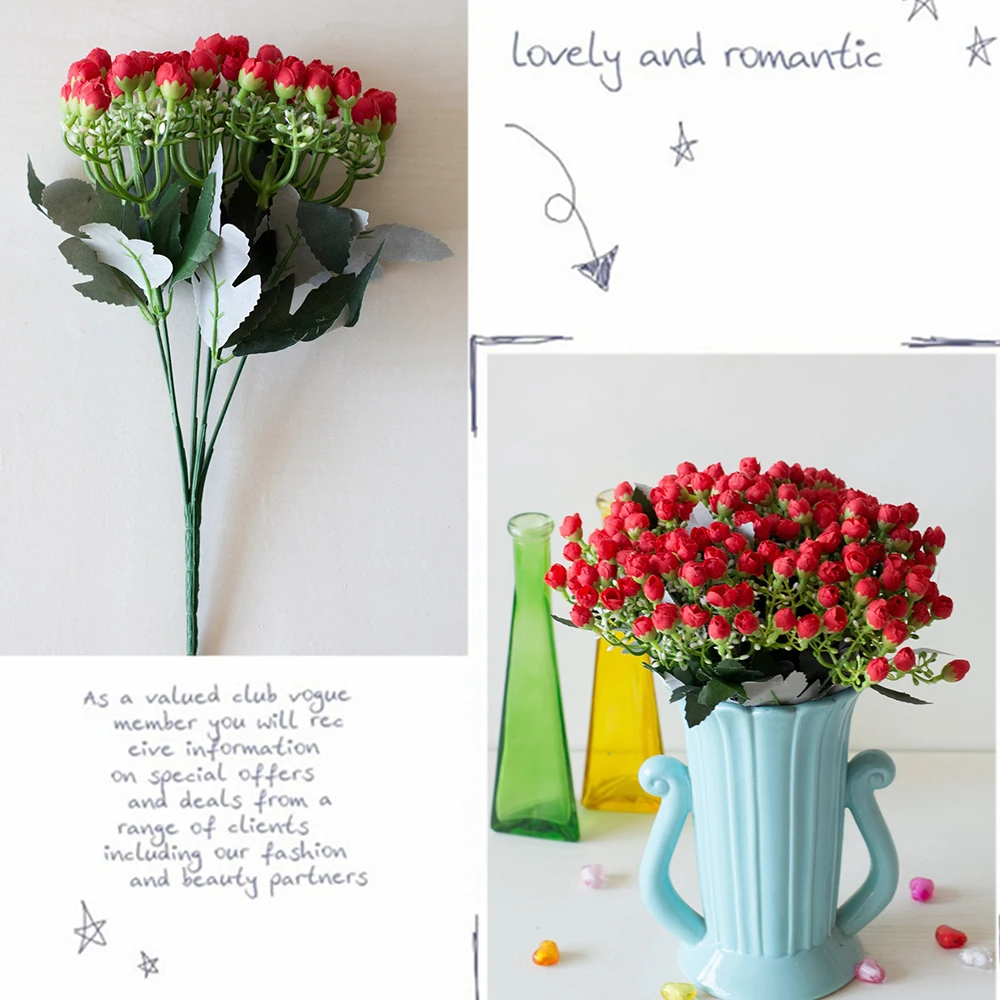 Имитация цветка Милан маленькая Роза Бутон 6 бутон мини вилка 36 гостиная спальня