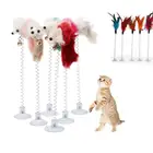 Игрушки для кошек, палочка с перьями, пружинная присоска с колокольчиком, мышь, товары для кошек, весеннее перо, эластичные перья для домашних животных, игрушка-палочка для кошек