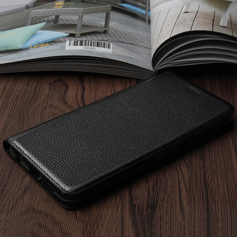 Винтажный чехол Litch из натуральной кожи для asus Zenfone Peg asus 3S Max ZC521TL Мобильный телефон Ретро откидная крышка кожаные чехлы - Цвет: Черный