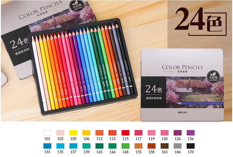 24colors Для кулинарно-деликатесной продукции жирной Набор цветных карандашей 24/36/48/72 Цвета масляная живопись товары для рукоделия для письмо Рисование Lapis(жидкокристаллический дисплей) товары для рукоделия - Цвет: 24colors