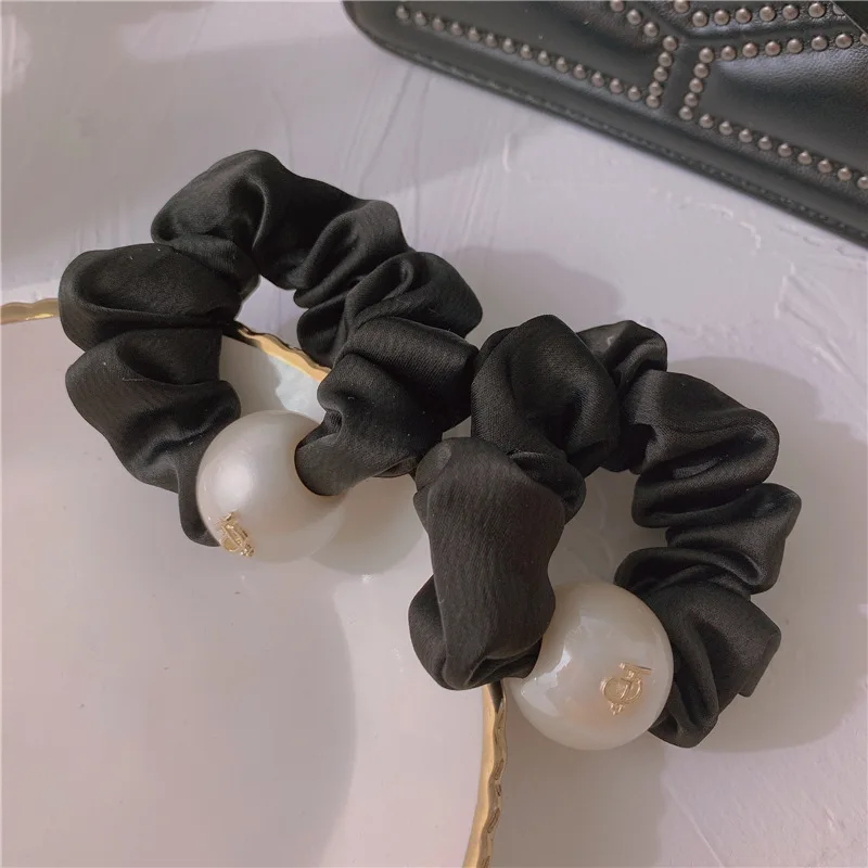 

French Retro Pearl Tie Hair Rope Temperament Large Intestine Ring Elastic Hair Band Ponytail Holder Headband Hair Accessories