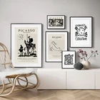 Винтажная абстрактная выставка Пикассо, художественные принты, плакат, Скандинавская черная и белая Картина на холсте, домашний декор для гостиной