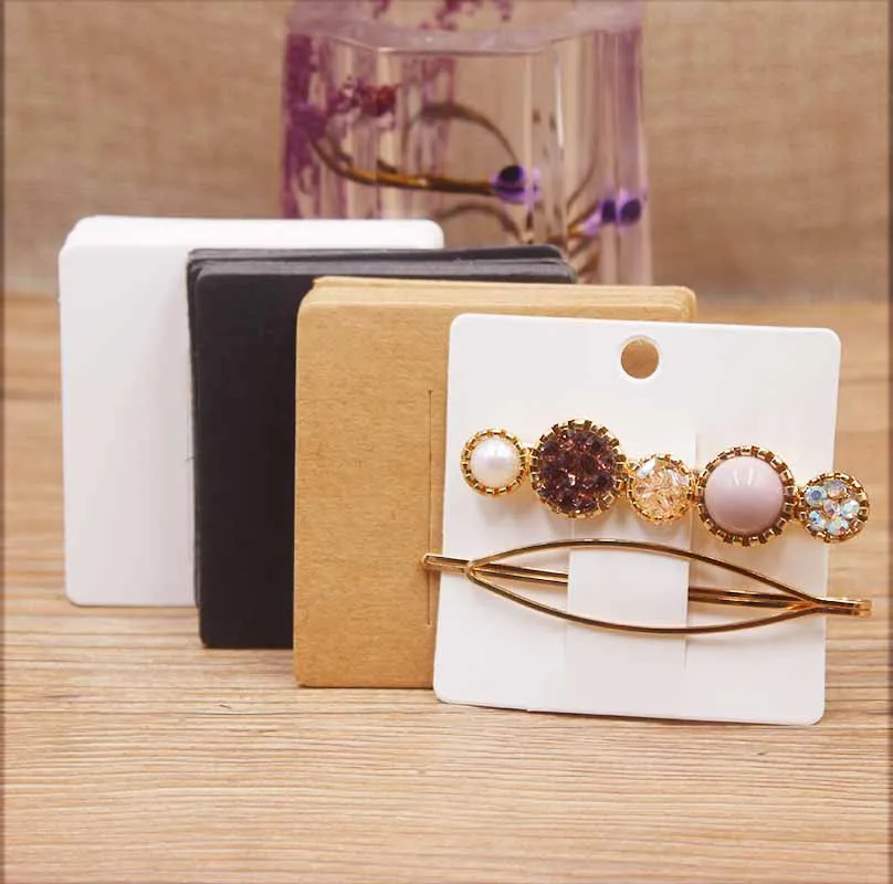 50 шт. Квадратная форма белая Ювелирная посылка клип-карта для волос крафт пустая