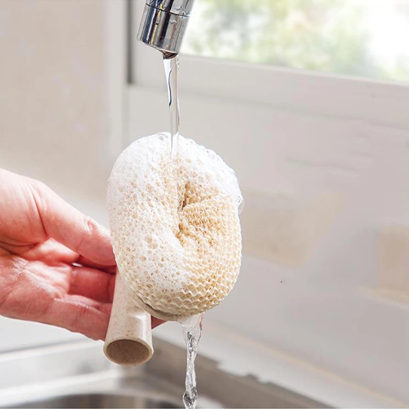 Бамбуковая щетка для кастрюль ПП короткая ручка ручная съемная чистки предметы