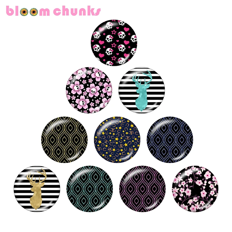 

Стеклянная кнопка с рисунком оленя, цветка, золотого цвета, 12 мм/18 мм, ювелирные изделия, Круглые аксессуары для изготовления ювелирных изде...