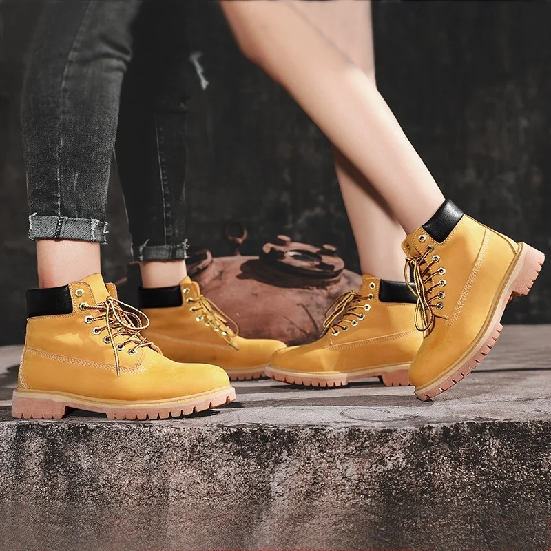 

Women Genuine Leather Martins Boots Men Waterproof Snow Boots 2021 Fall Winter Shoes Motorcycle Ankle Boots Couple Unisex Boots