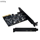 Плата расширения USB 3,1 PCIE PCI Express, PCI-E 4X к USB 3,1 Gen2 10 Гбитс, 2-портовый USB C адаптер, чипсет ASMedia ASM3142 для настольных ПК
