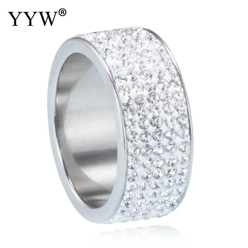 Кольцо на палец из нержавеющей стали для мужчин и женщин сверкающее обручальное