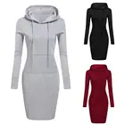 Толстовка Женская однотонная с длинным рукавом, спортивный свитшот с карманами, повседневный облегающий пуловер, Осень-зима