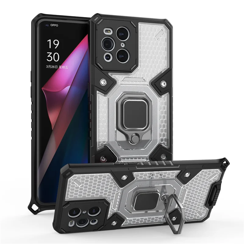 

For OPPO Find X3 Pro Case Armor translucent Ring Holder Hard Back Cover For OPPO Find X3 Coques Soft TPU Bumper