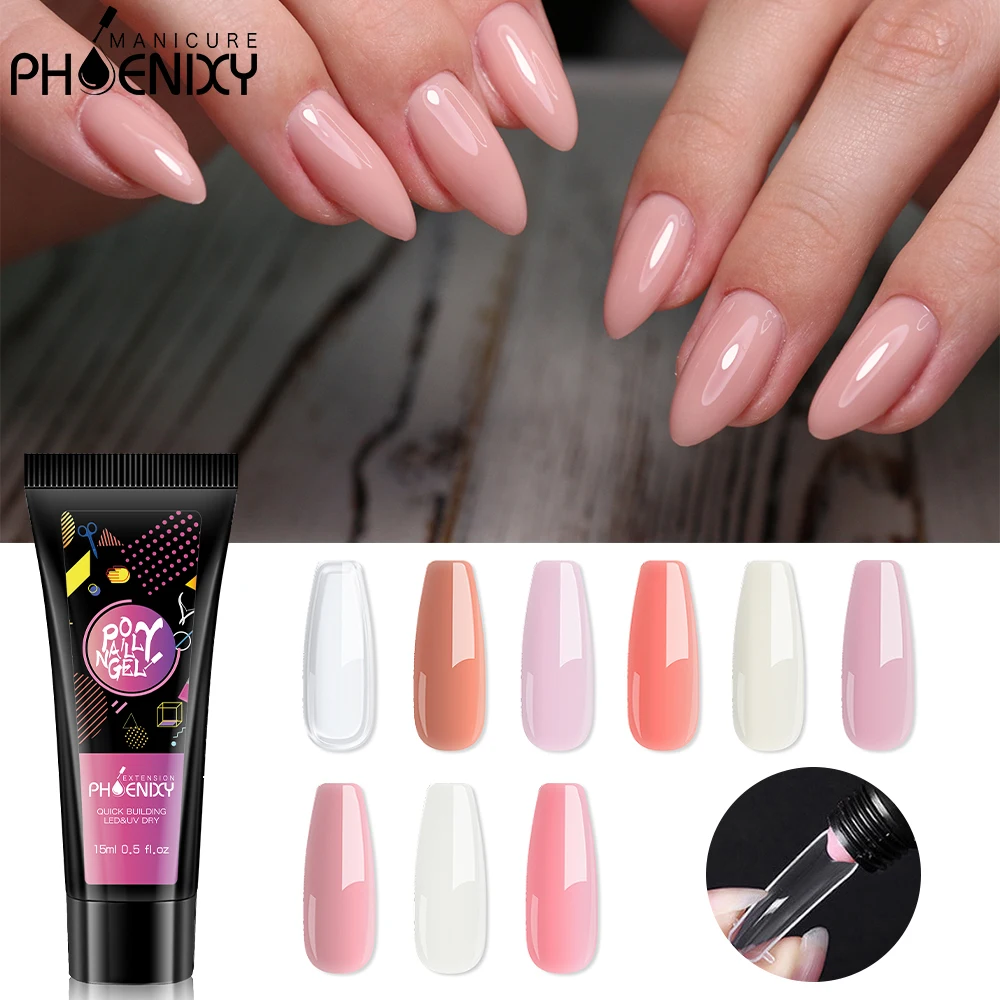 Феникси полиуф-гель для маникюра 15 мл УФ-гель наращивания ногтей цветной гель