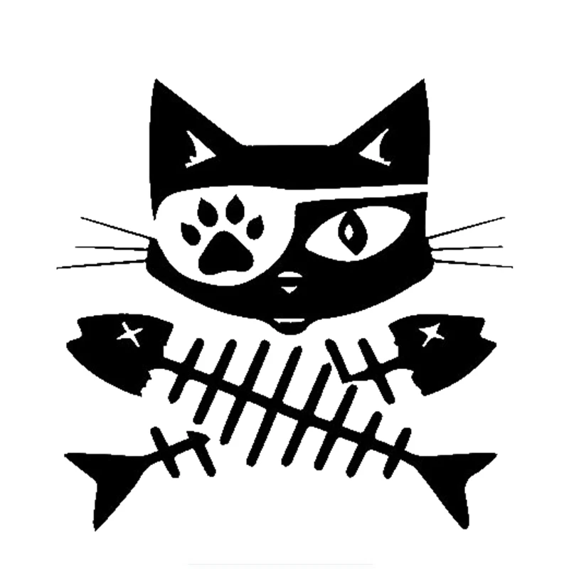 

Personality Pirate Cat Fish Crossbones Car Sticker Trucks Vans Walls Cups Laptops Automobiles Exterior Accessories Vinyl Decals