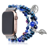 fashion women beads strap for apple watch band series 5 4 3 jewelry bracelet for iwatch 40443842mm belt with metal steel band