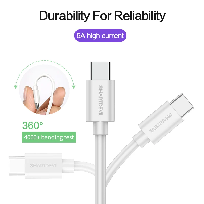SmartDevil Тип C Usb кабель для samsung 5A быстрой зарядки usb c данных Зарядное устройство huawei