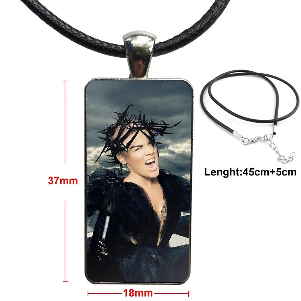 

For Women Jewellery P!nk Alecia Beth Moore Fashion Glass Cabochon Pendant Necklace With Women Steel Plated Statement Jewelry