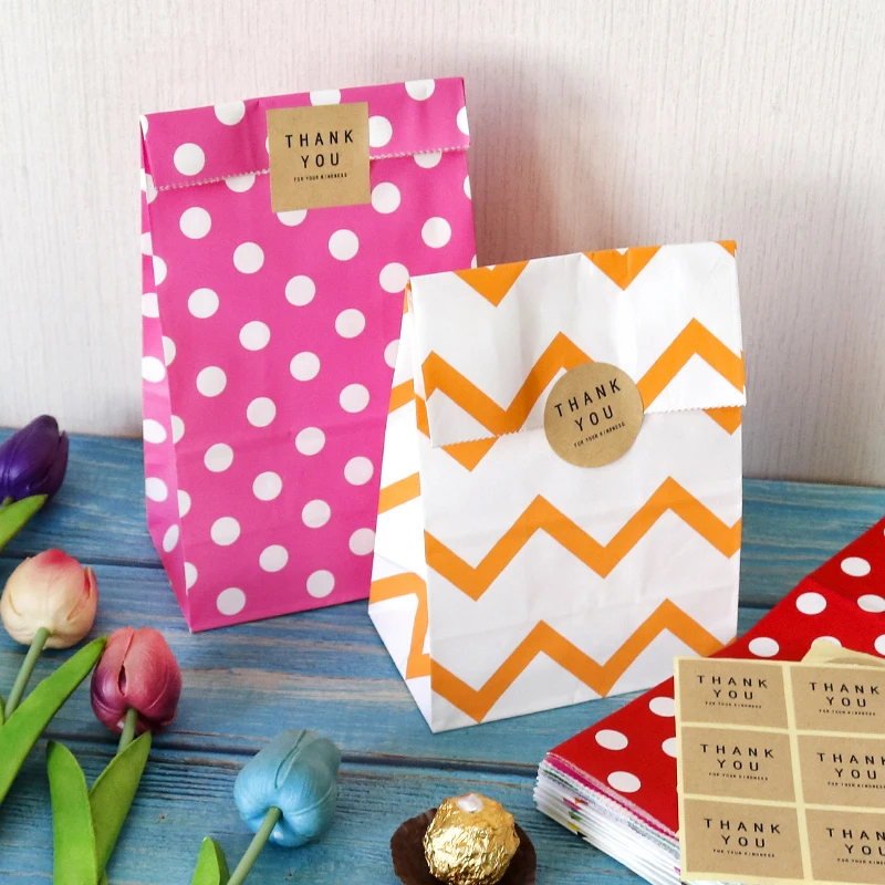 10 комплектов из крафт-бумаги Бумага сумки зигзаг в горошек свободная полосатая