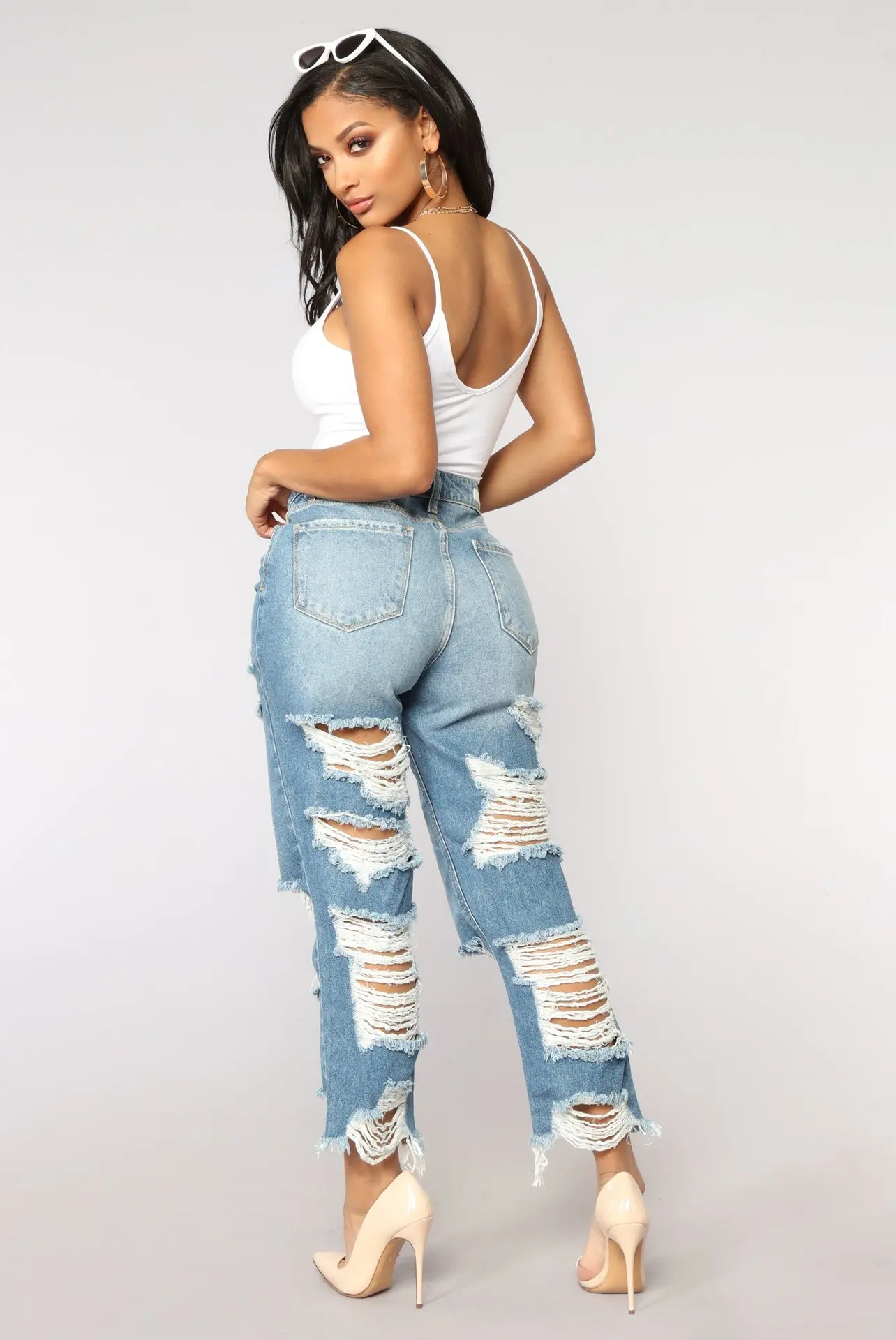

2021 new big ripped jeans women's jeans baggy jeans women jeans woman high waist