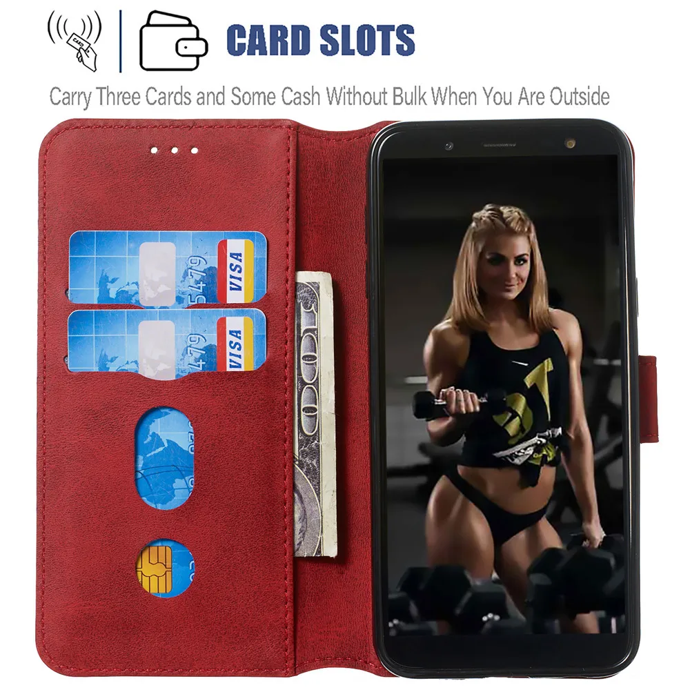 Кожаный чехол книжка с магнитной застежкой в стиле ретро для SAMSUNG Galaxy J6 J4 J8 J3 J7 J5 2016