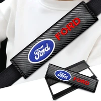 2pcs car styling seat belt protective cover auto badge shoulder pad accessories for ford focus fusion fiesta mondeo kuga ranger