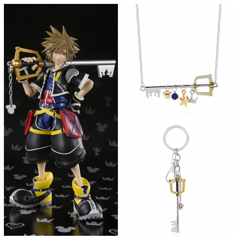 

Game Kingdom Hearts Key Keychains Sora Crown Roxas Keyblade Paopu Fruit Weapon Pendants Key Chain For Men Car Jewelry Gift