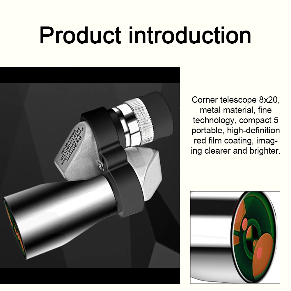 Мини Монокуляр из алюминиевого сплава HD Портативный 8X20 Карманный телескоп для