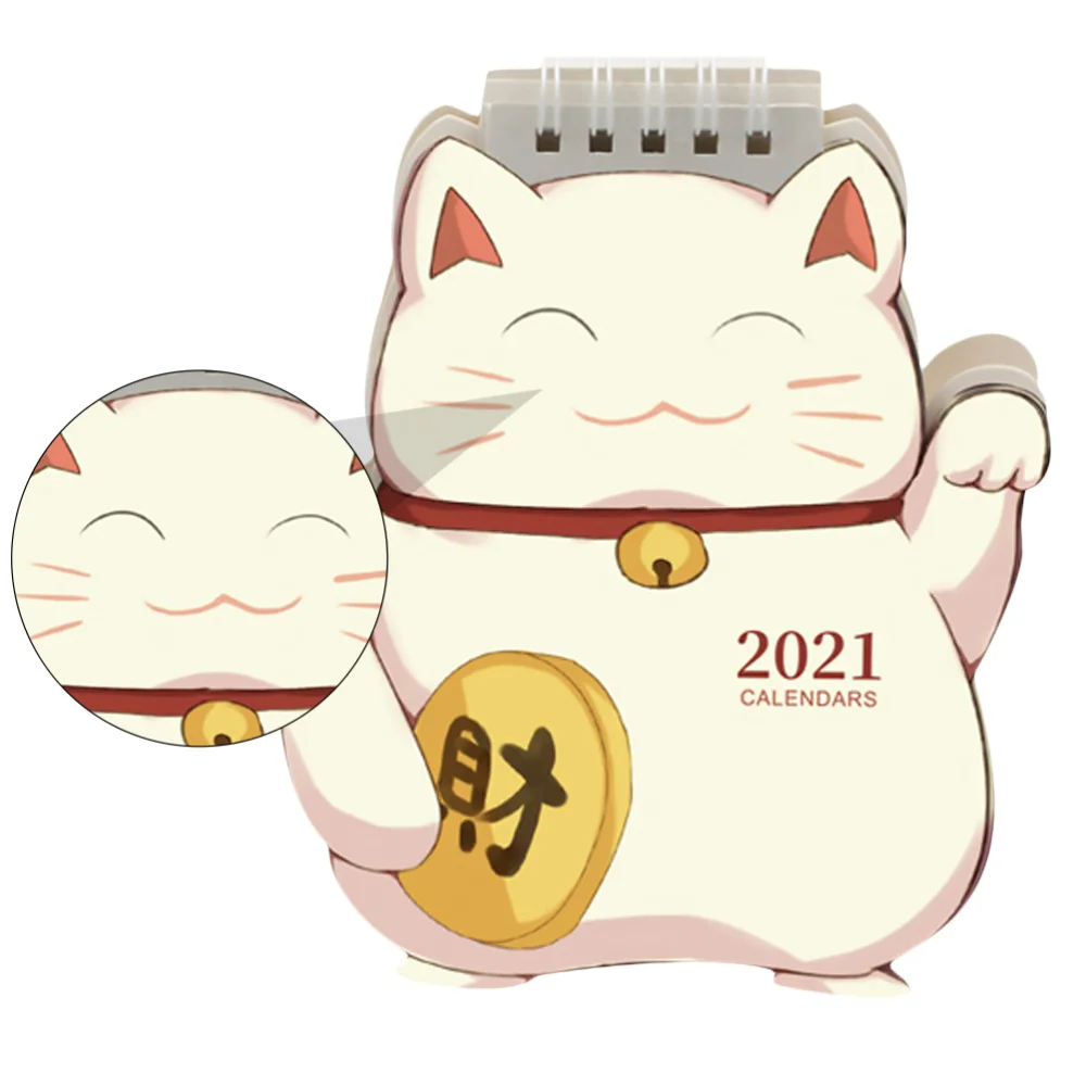 

1Pc Desk Calendar 2021 Paper Calendar Tabletop Calendar Fortune Cat Calendar