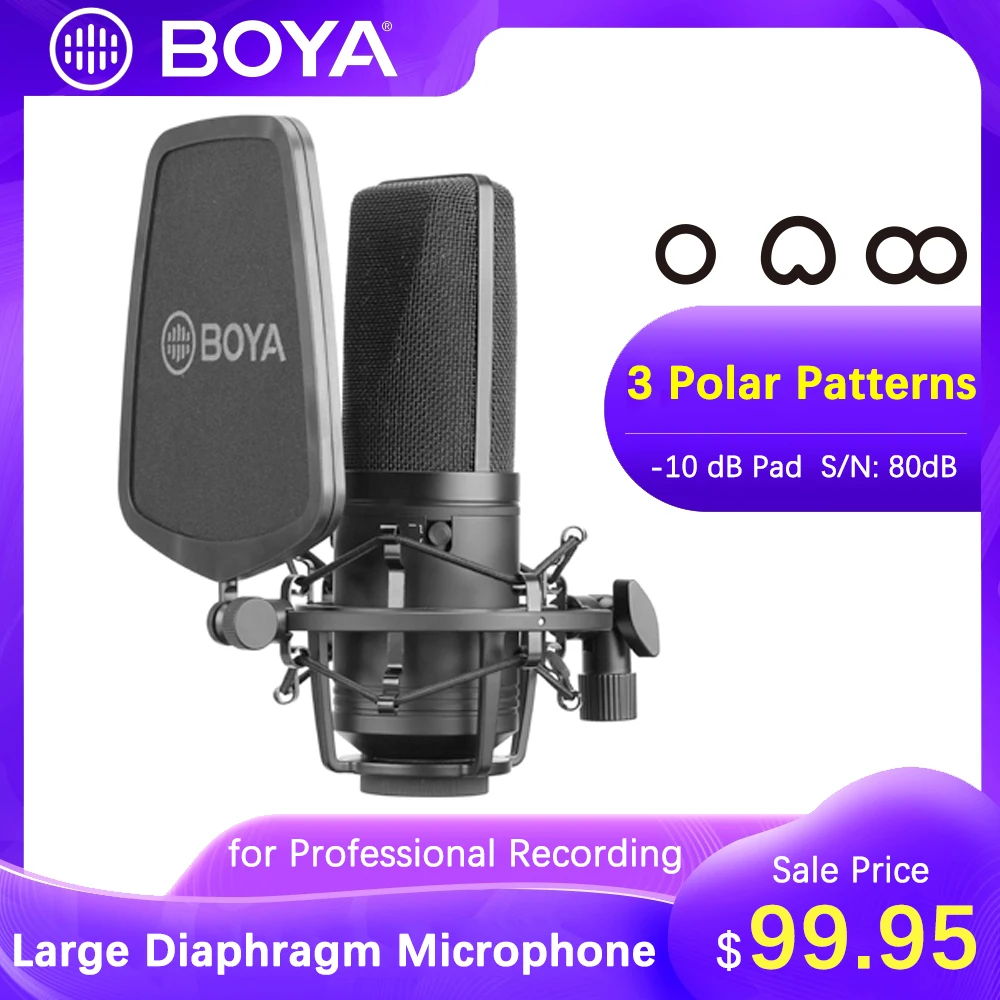 BOYA BY M1000 конденсаторный микрофон с большой диафрагмой 3 полярные узоры для певец