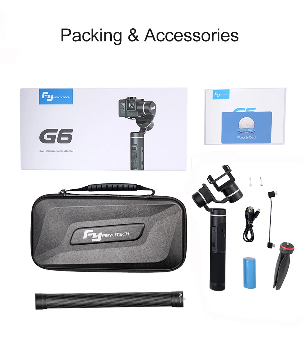 FeiyuTech G6 защита от брызг ручка Gimbal Wifi+ Bluetooth OLED экран экшн-камера стабилизатор штатив полюс для Gopro Hero 6 5 RX0