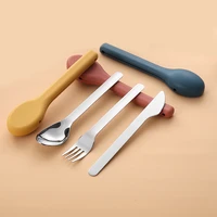 dinnerware sets 304 stainless steel fork spoon knife set utensil travel eco friendly portable tableware for kitchen cutlery set