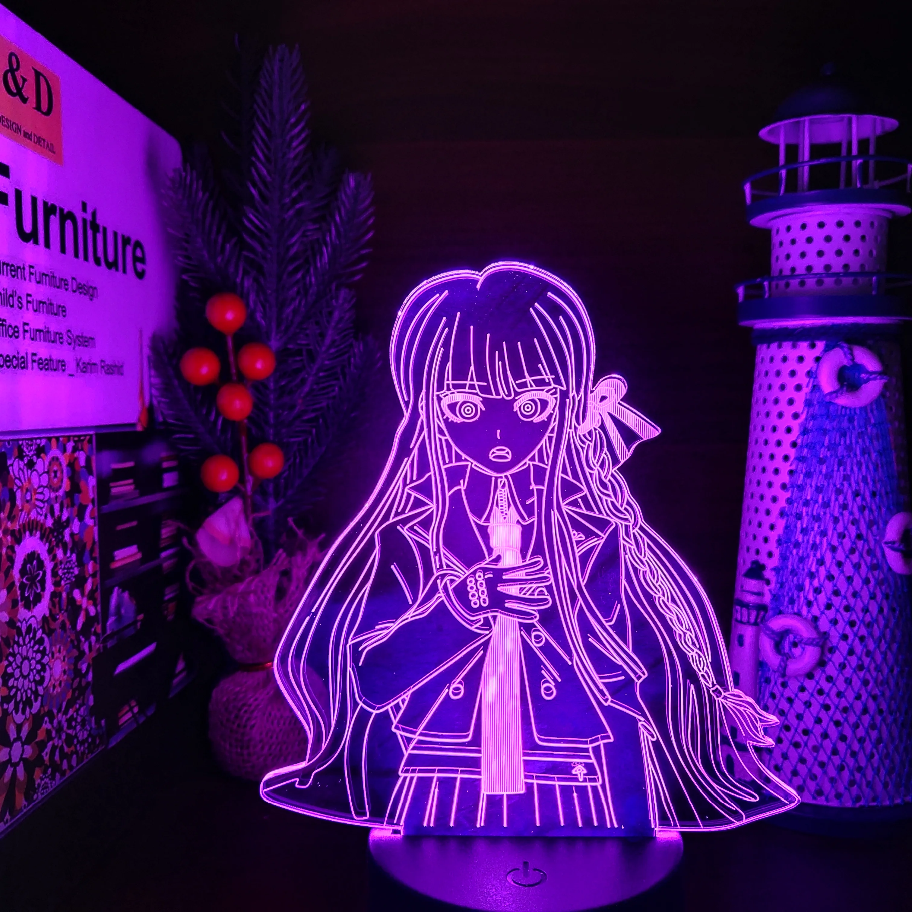 3D Аниме лампа Danganronpa Kirigiri Kyouko иллюзия светодиодные ночные светильники меняющие