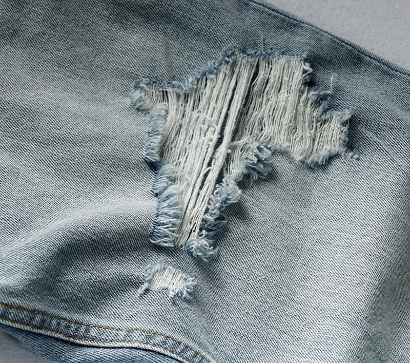 Summer Ripped Man Jeans Japanese Style Ankle Length Loose Plus Size Hip Hop Hole Light Blue Denim Pants Streetwear Trousers