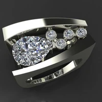 2020 new silver color big ring with zircon stone for women wedding engagement fashion jewelry