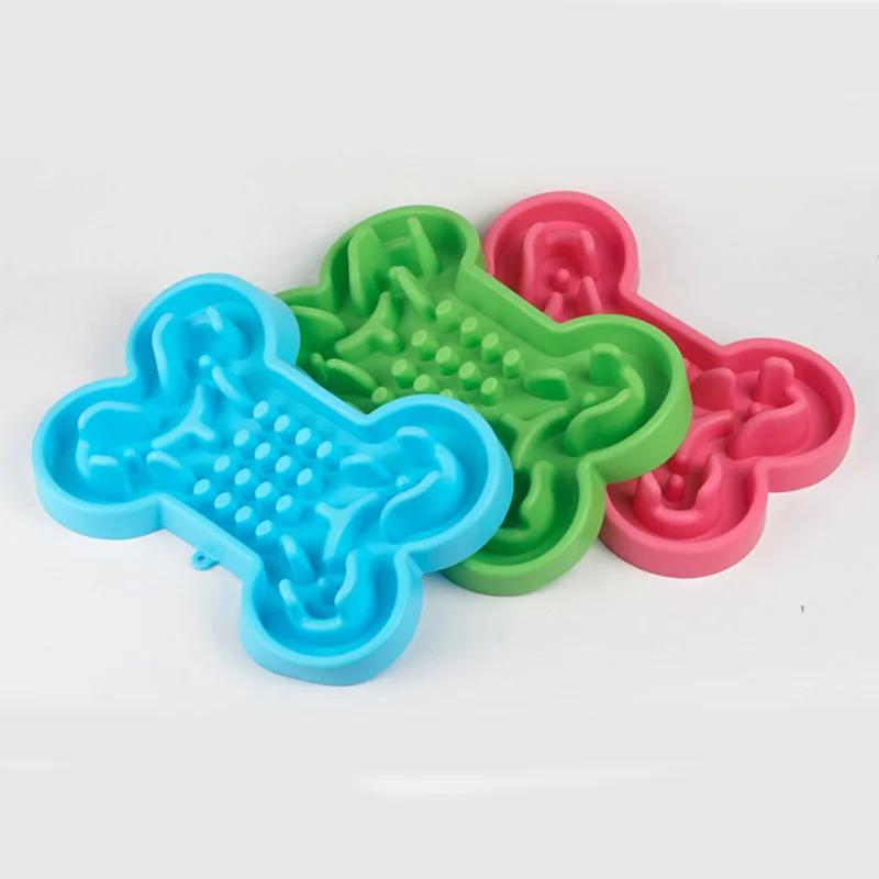 Миска для домашних животных силиконовая в форме кости противоскользящая миска