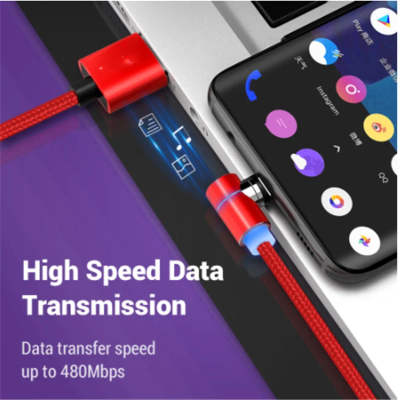 

UGI 3A Magnetic Fast Charging Cable L Shape QC3.0 Type C USB C Cable For IOS Phone Micro USB Cable Data Sync For Samsung Oneplus