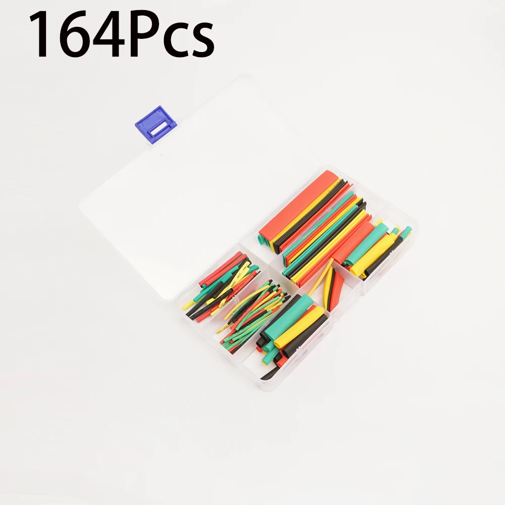 

164pcs/lot Heat Shrink Tubing 7.28m 2:1 Black Tube Car Cable Sleeving Assortment Wrap Wire Kit Polyolefin Tubing