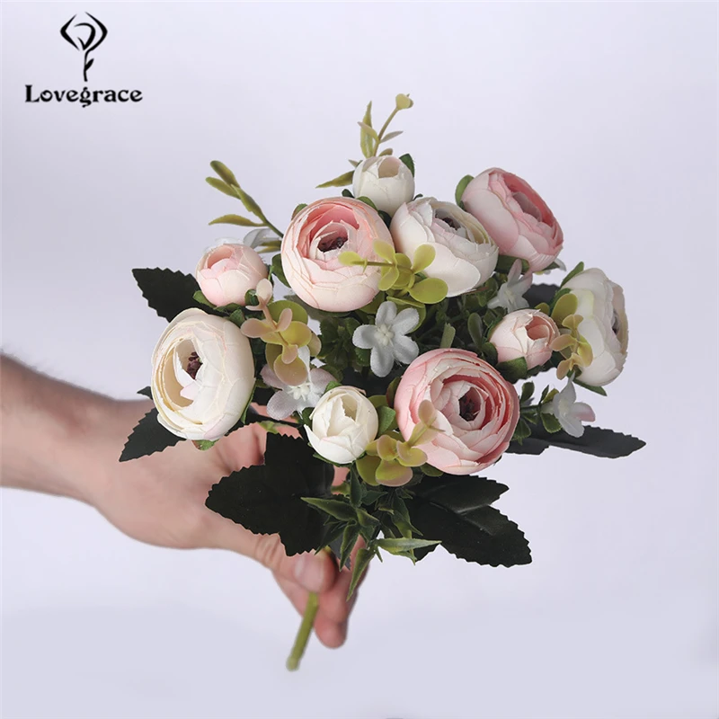 Best-selling Bridal Bouquet Rose Camellia Artificial Flower 5 Fork Fake Wedding Setting Furnishing Decoration | Свадьбы и торжества