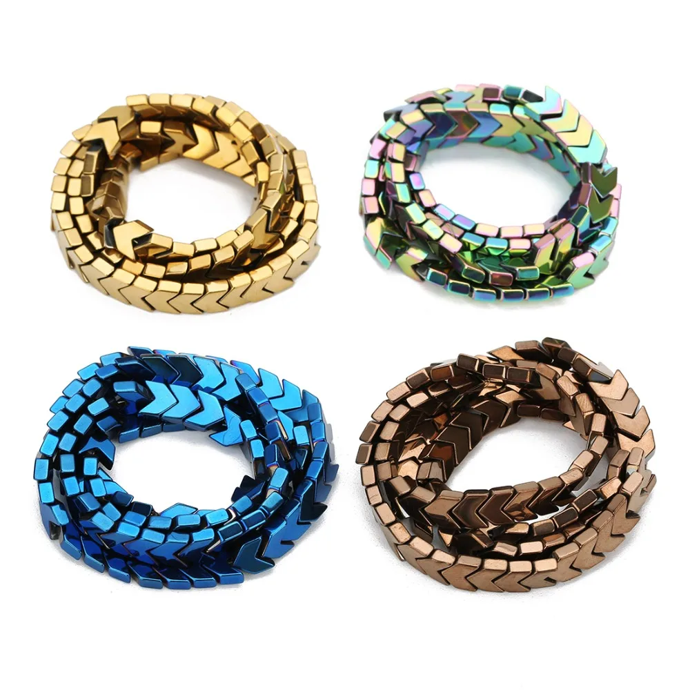 

95pcs/lot Gold Color Black Hematite Beads 6mm Wavy Arrow Shape Spacer Beads Charms for DIY Bracelets Jewelry Making